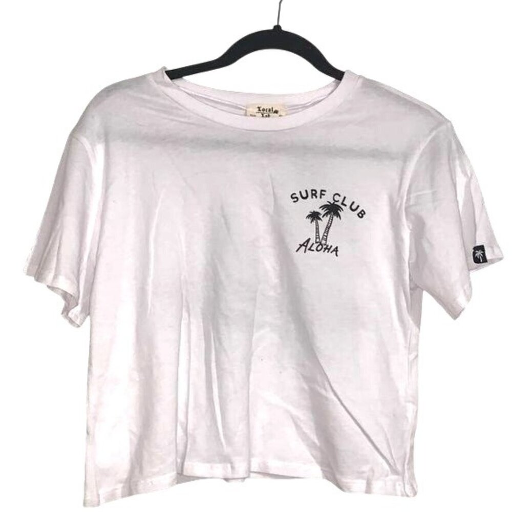 Local Lab White Surf Club Aloha Graphic Tee XS 100% Cotton